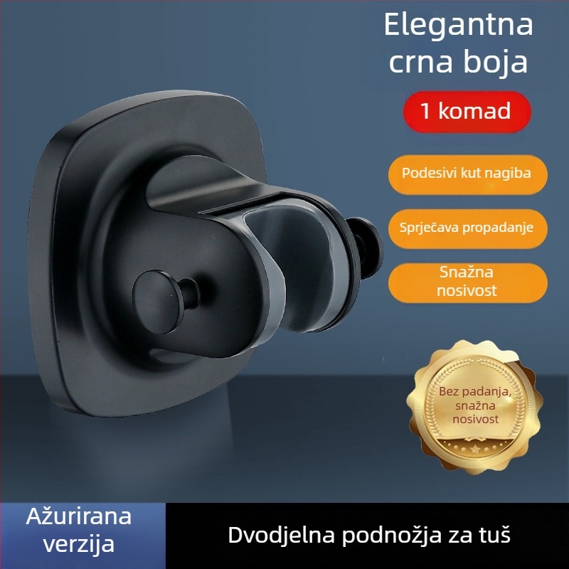 Držač za tuš glavu - bez bušenja, zidni držač, ABS materijal, injekcijsko oblikovanje, model dvostruki kuka bez čavlića