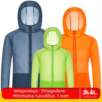 Vanjska jakna od najlona, unisex, s kapuljicom — UV zaštita UPF40; prozračna; vodootporna; otporna na vjetar; ultralaka