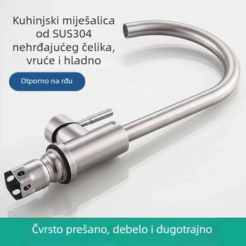 Kuhinjski slavina od 304 nehrđajućeg čelika, okretni izljev, keramički disk ventile, brušeni završni sloj, Watermark certificiran