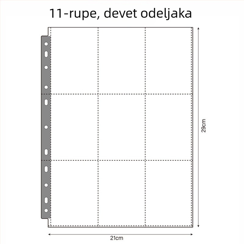 Prozirne unutarnje stranice za album s karticama – PP materijal, zamjenske unutarnje stranice, prilagodljive, razni tipovi rupa, 10 listova