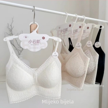 Bezšivni čipkasti grudnjak-top, najlon 80-90%, tanke oblikovane košarice, prozračan