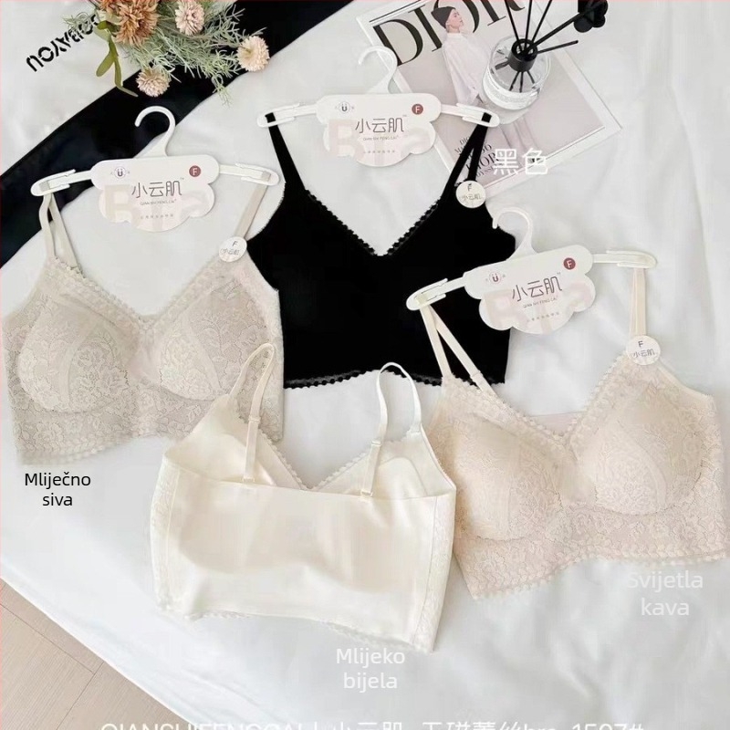 Bezšivni čipkasti grudnjak-top, najlon 80-90%, tanke oblikovane košarice, prozračan