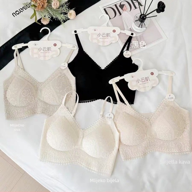 Bezšivni čipkasti grudnjak-top, najlon 80-90%, tanke oblikovane košarice, prozračan