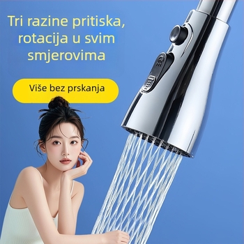 Proširivač za kuhinjsku slavinu s univerzalnim okretanjem izlaza i produženim aeratorom protiv prskanja; navojni priključak; model 0410; ABS; elektroplating; Morro