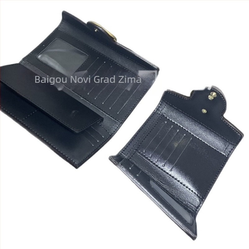 Trostrani PVC novčanik s motivom slova, unutrašnjost od sintetičke kože, otporan na habanje, protiv krađe, za pohranu kartica, zima 2025