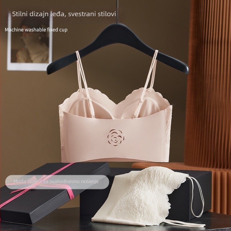 Čipkasti tube top za prsa, Najlon 80-90%, Puna šalica, Tanko oblikovane čašice, Lijep stražnji dio
