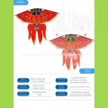 Trokutni zmaj s dizajnom Bubble Goldfish Four-Winged, ručna izrada, poliester, kostur od vlaknastog stakla