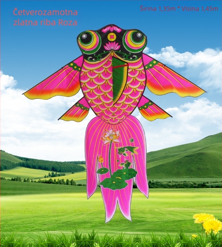 Trokutni zmaj s dizajnom Bubble Goldfish Four-Winged, ručna izrada, poliester, kostur od vlaknastog stakla