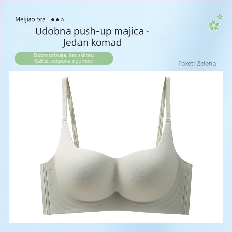 Bešiv grudnjak bez žice, push-up, bez žice, 1/2 košarice, oblikovane košarice, fiksirane dvostruke naramenice