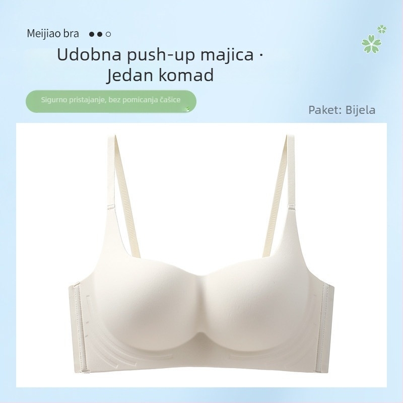 Bešiv grudnjak bez žice, push-up, bez žice, 1/2 košarice, oblikovane košarice, fiksirane dvostruke naramenice