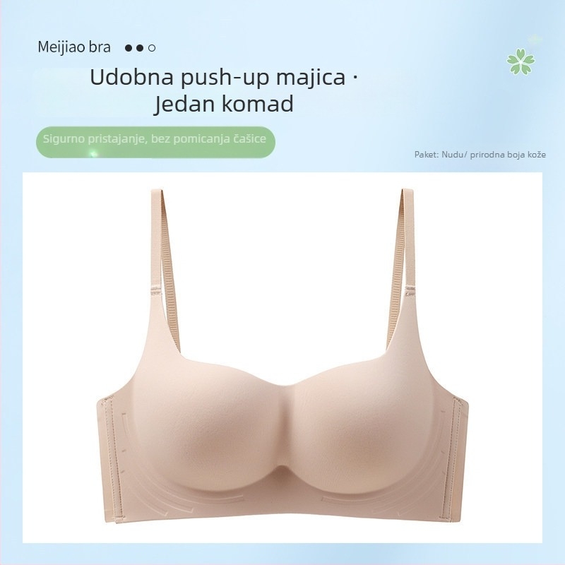 Bešiv grudnjak bez žice, push-up, bez žice, 1/2 košarice, oblikovane košarice, fiksirane dvostruke naramenice