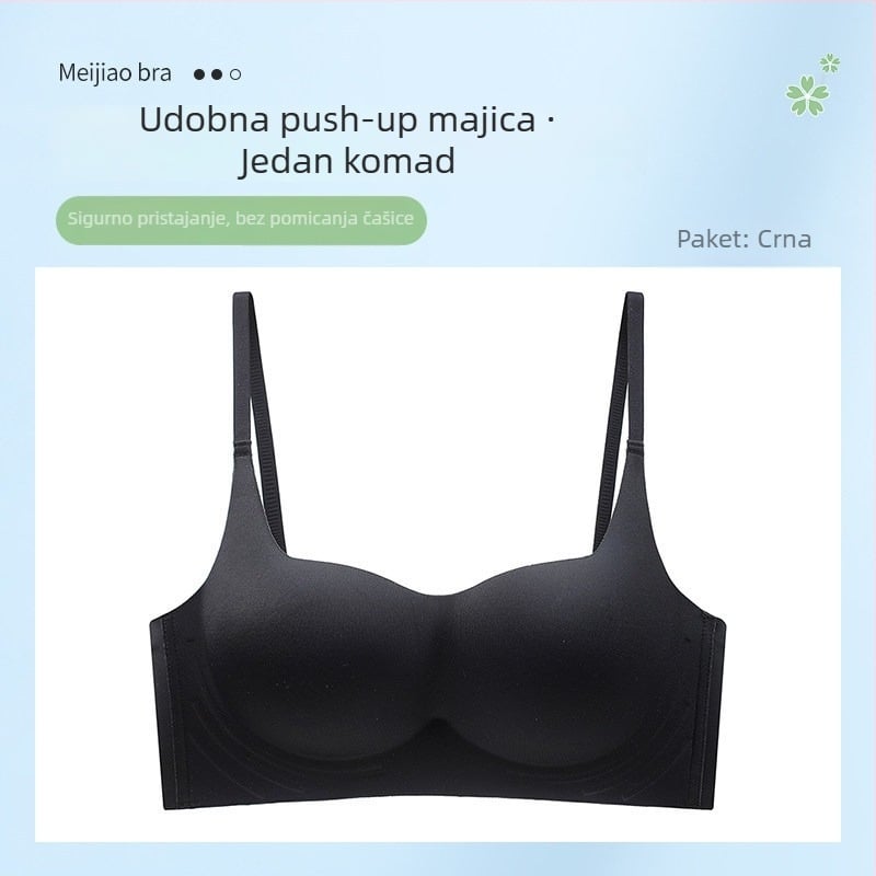 Bešiv grudnjak bez žice, push-up, bez žice, 1/2 košarice, oblikovane košarice, fiksirane dvostruke naramenice