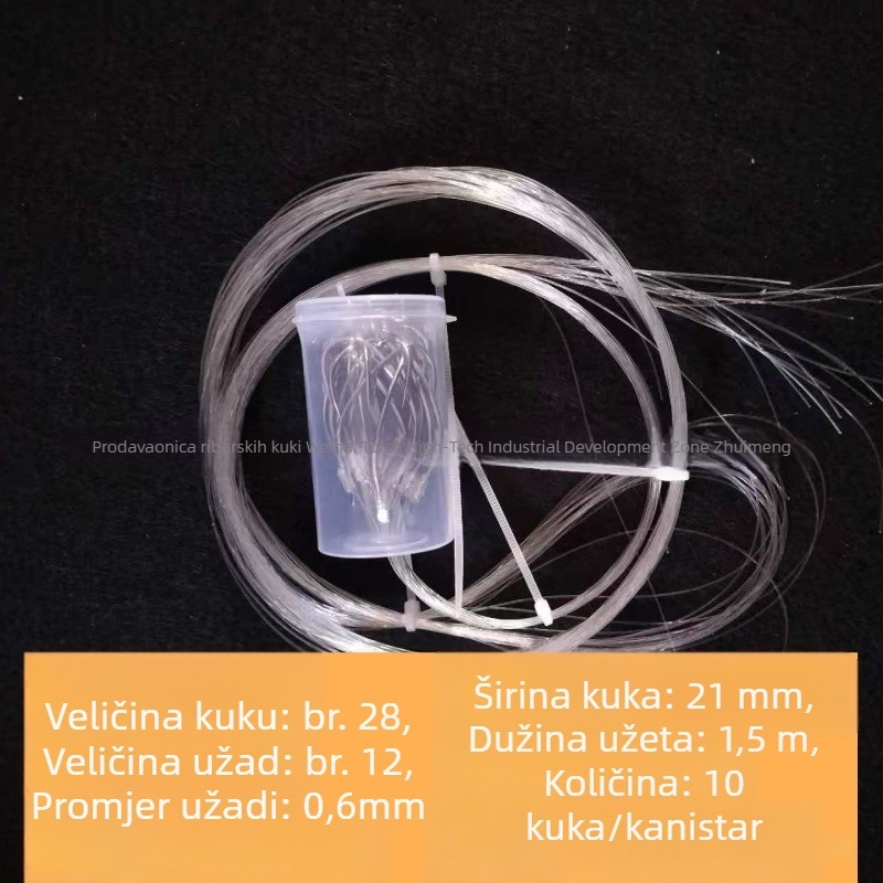 More ribolovni kukica, ručno vezana, najlonski vodilac, jednostruki udica, bodlja, nagnuta usta