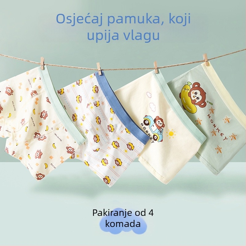 Ibaihui Dječje pamučne bokserice s karikaturnim printom, Klasa A sigurnost, 91–95% pamuka, uzrast 3–8 godina
