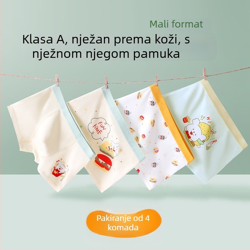Ibaihui Dječje pamučne bokserice s karikaturnim printom, Klasa A sigurnost, 91–95% pamuka, uzrast 3–8 godina