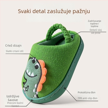 Pamukaste dječje papuče s karikaturalnim uzorkom, pletena gornja, TPR đon, tople, protuklizne, za uzrast 1-6 godina