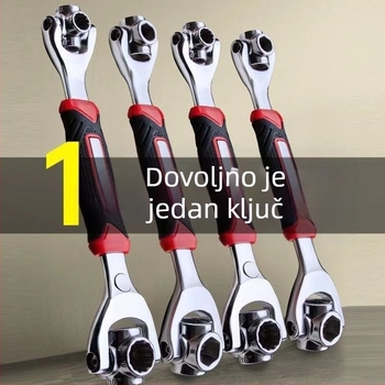 Nasadni ključ – Višefunkcionalni alat za popravak automobilske gume s okretavnom glavom, visoko ugljični čelik