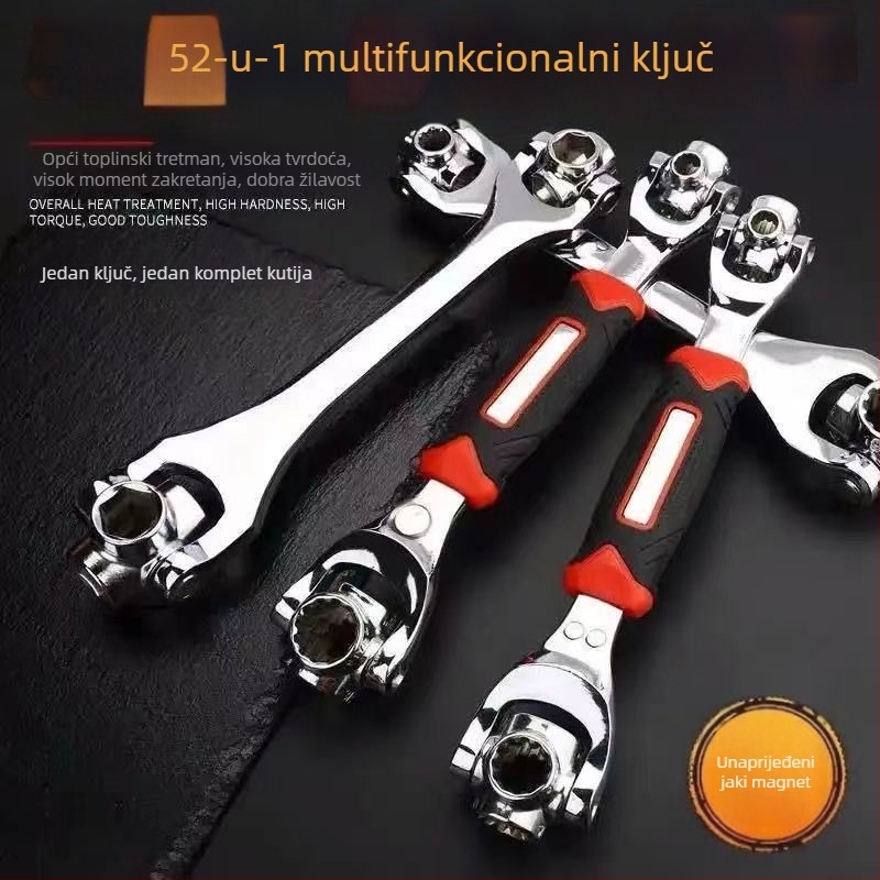 Nasadni ključ – Višefunkcionalni alat za popravak automobilske gume s okretavnom glavom, visoko ugljični čelik