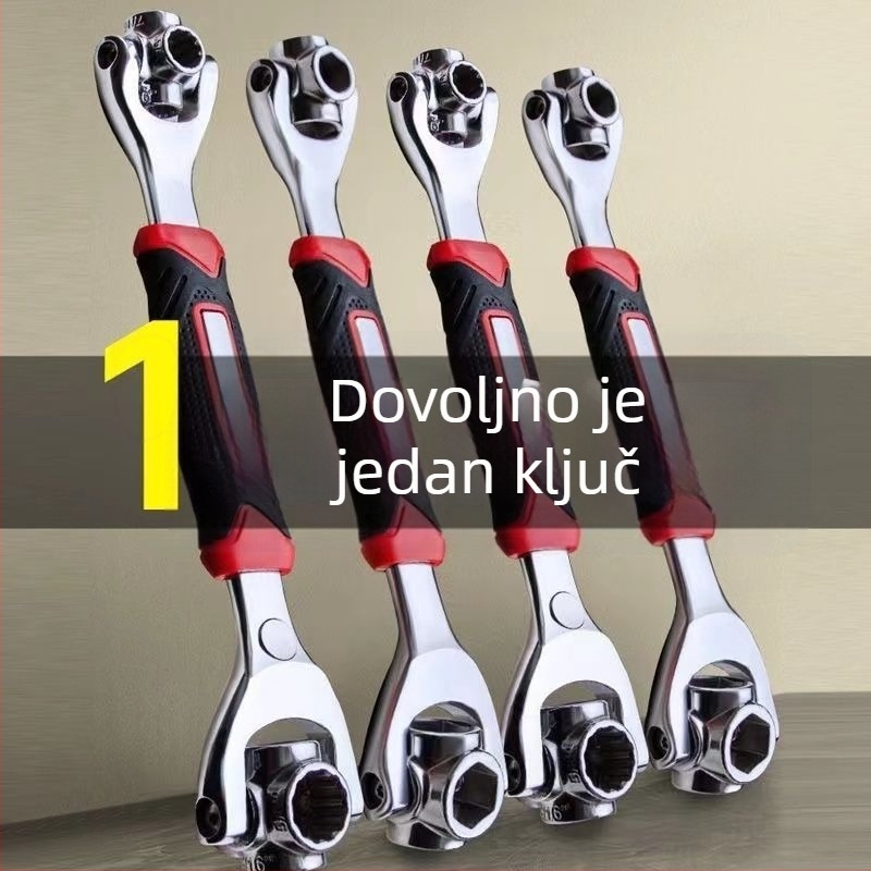 Nasadni ključ – Višefunkcionalni alat za popravak automobilske gume s okretavnom glavom, visoko ugljični čelik