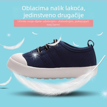 Dječje platnene tenisice s ukrasnim vezicama, unisex, korejskog stila, niski profil, platnena gornja strana, plastična potplat