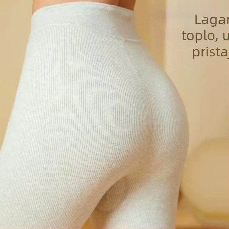 Unisex vunene pletene hlače s visokim pojasom za zimu, koje oblikuju tijelo, dišu i održavaju toplinu
