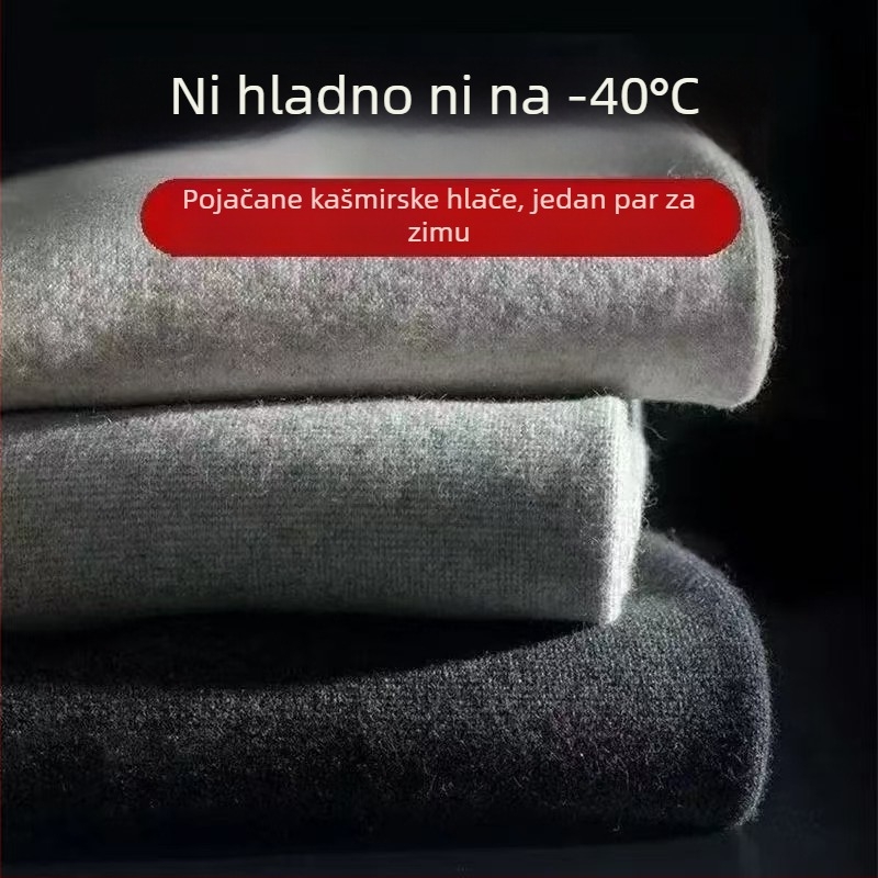 Unisex vunene pletene hlače s visokim pojasom za zimu, koje oblikuju tijelo, dišu i održavaju toplinu