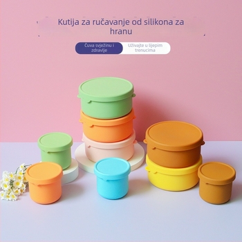 Okrugla silikon kutija za obrok, mikrovalna pećnica kompatibilna, otporna na visoke temperature, Bento kutija