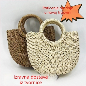 Polukružna torba od papira s otvorenim vrhom, okruglog oblika, poliester podstava