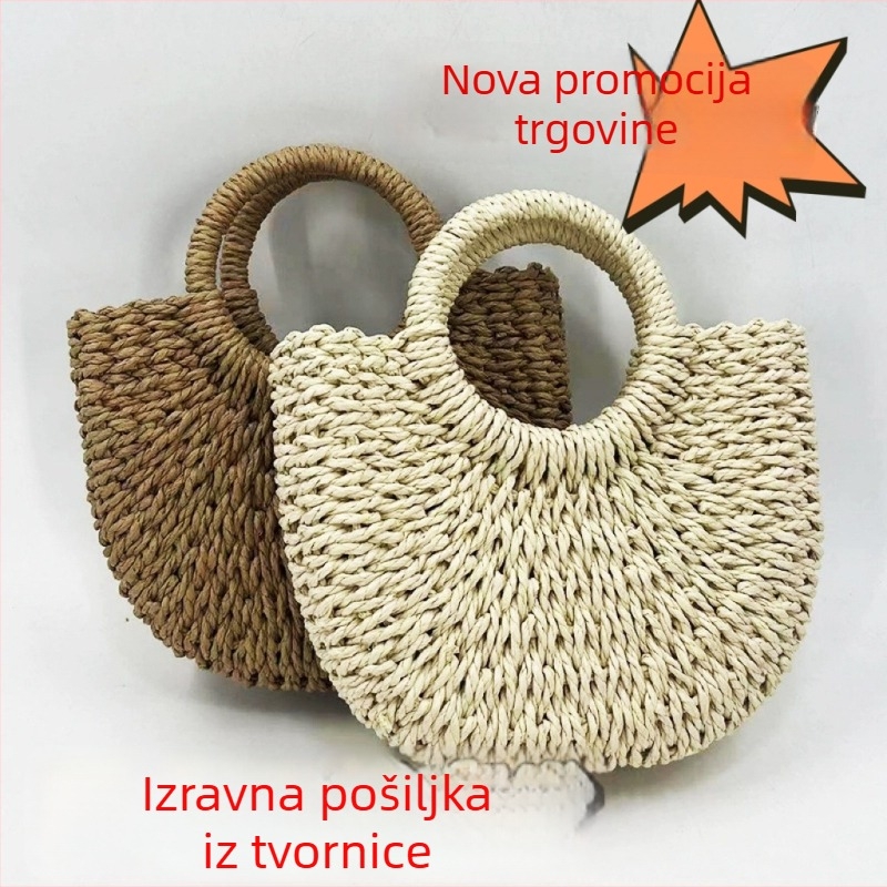 Polukružna torba od papira s otvorenim vrhom, okruglog oblika, poliester podstava