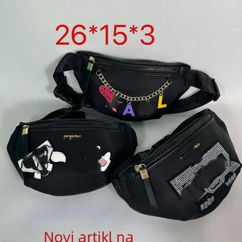 Ženska torbica za struk / crossbody – najlon, zatvarač, podstava od poliestera, džep za mobitel, unisex stil, proljeće 2025