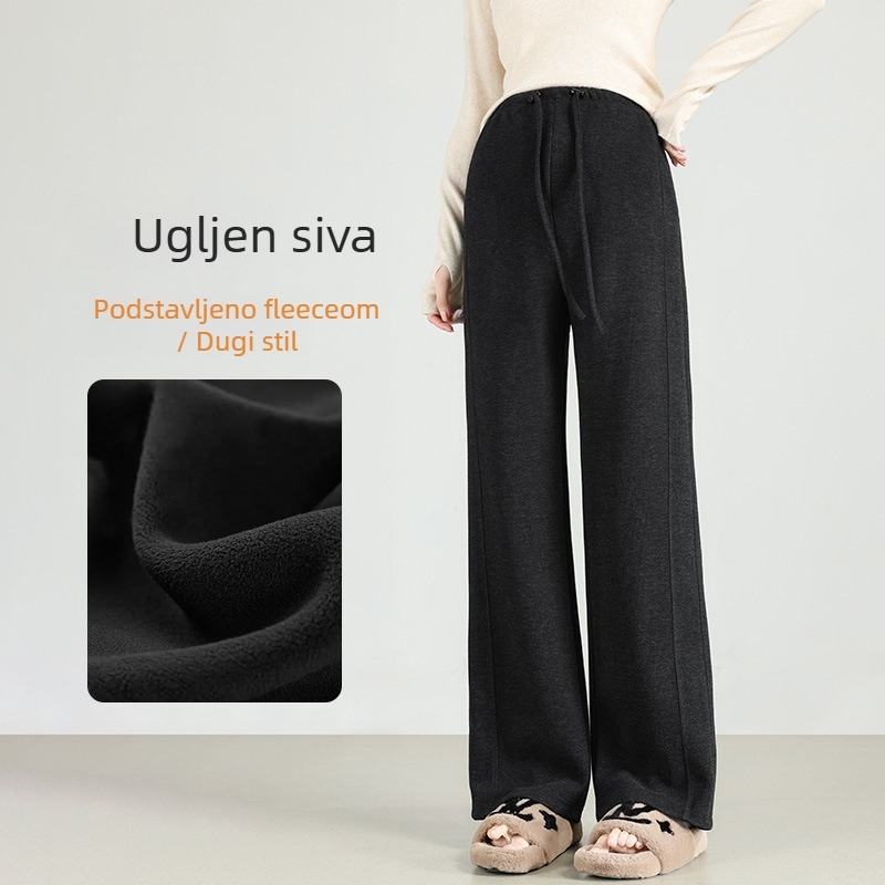 Trudničke hlače od vune s podrškom za trbuh, visokog struka, duge zimske hlače