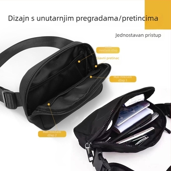 Sportska torbica za struk - Oxford tkanina, vodootporna, prozračna, ultralaka, zaštita od krađe