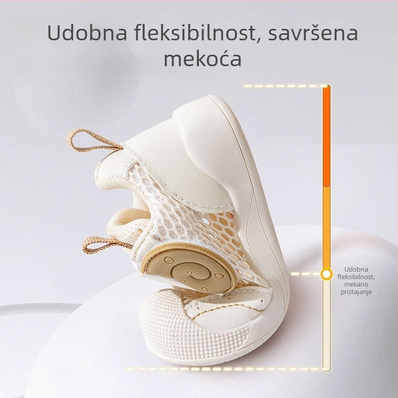Cipele za bebe s mrežastim gornjim dijelom, Velcro zatvaranje, prozračne, protuklizna potplat, 12-36 mjeseci, proljeće-ljeto
