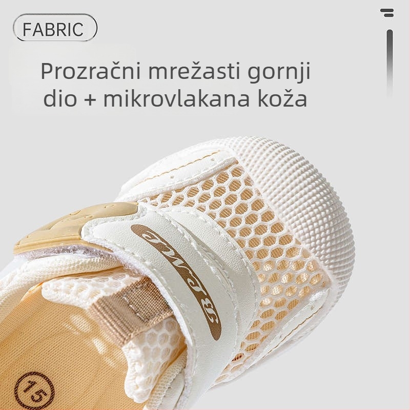 Cipele za bebe s mrežastim gornjim dijelom, Velcro zatvaranje, prozračne, protuklizna potplat, 12-36 mjeseci, proljeće-ljeto