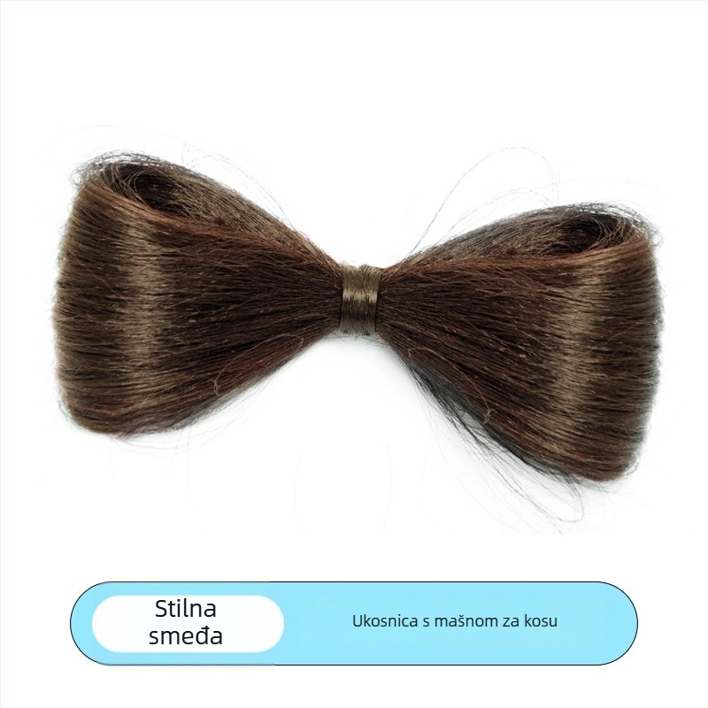 Klip za rep s mašnicom – umjetna kosa, ručno pletena, otporna žica visoke temperature, Louise Beauty, Bow Clip model, nije pogodan za bojanje vrućim bojama