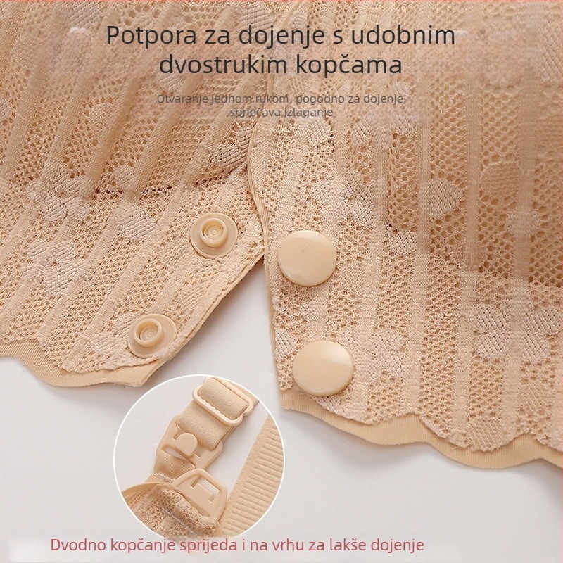 Dojenje u stilu veste s tankim oblikovanim košaricama, fiksni dvostruki kaiši, podrška protiv opuštanja za trudnoću i dojenje