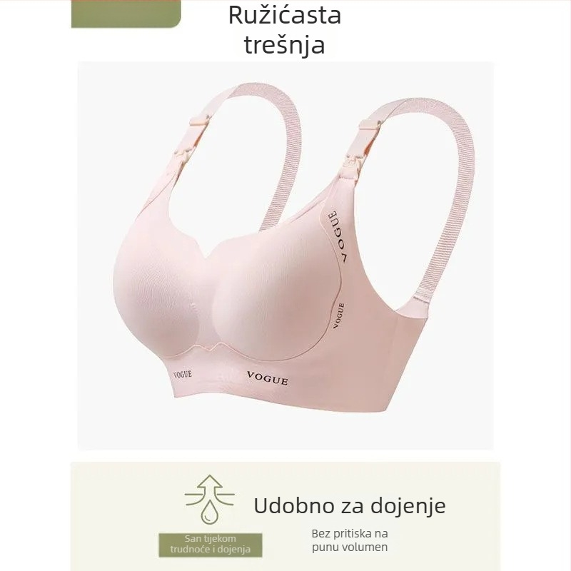 Porodni grudnjak za dojiljanje od najlona s pamuk podstavom, zatvaranje sa četiri reda, fiksni dvostruki naramenici