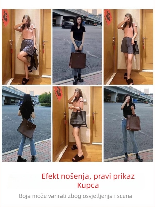Ženska Tote torba s urbanim minimalističkim stilom, PU materijal, horizontalno kvadratnog oblika, zatvarač, skrivena džep sa zatvaračem