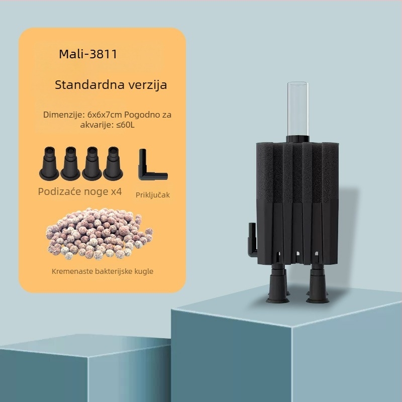 Akvarijska pumpa za kisik s integriranim filtrirnim kutijom, plastična, pogodna za slatkovodne i morske ribe