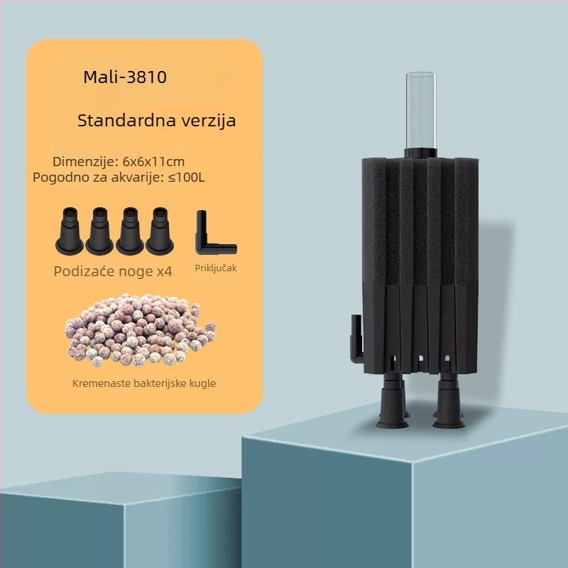 Akvarijska pumpa za kisik s integriranim filtrirnim kutijom, plastična, pogodna za slatkovodne i morske ribe