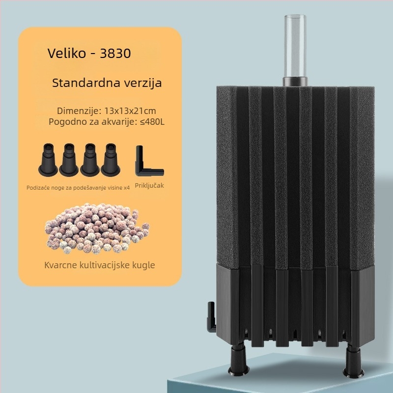 Akvarijska pumpa za kisik s integriranim filtrirnim kutijom, plastična, pogodna za slatkovodne i morske ribe