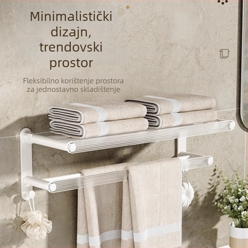 Zidni držač za ručnike bez bušenja, s jednom šipkom, od akrilno-aluminijskog materijala, nosivost 5 kg.
