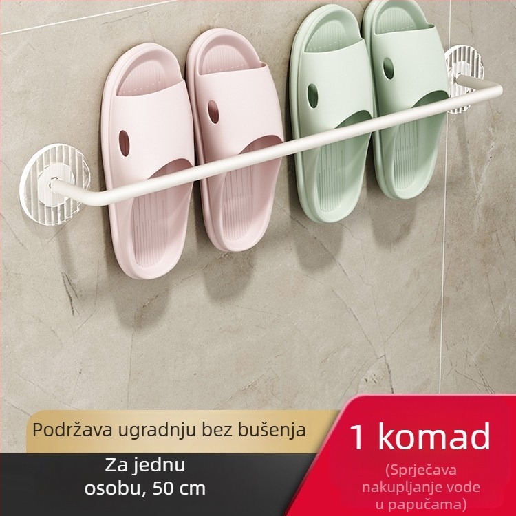 Zidni držač za ručnike bez bušenja, s jednom šipkom, od akrilno-aluminijskog materijala, nosivost 5 kg.