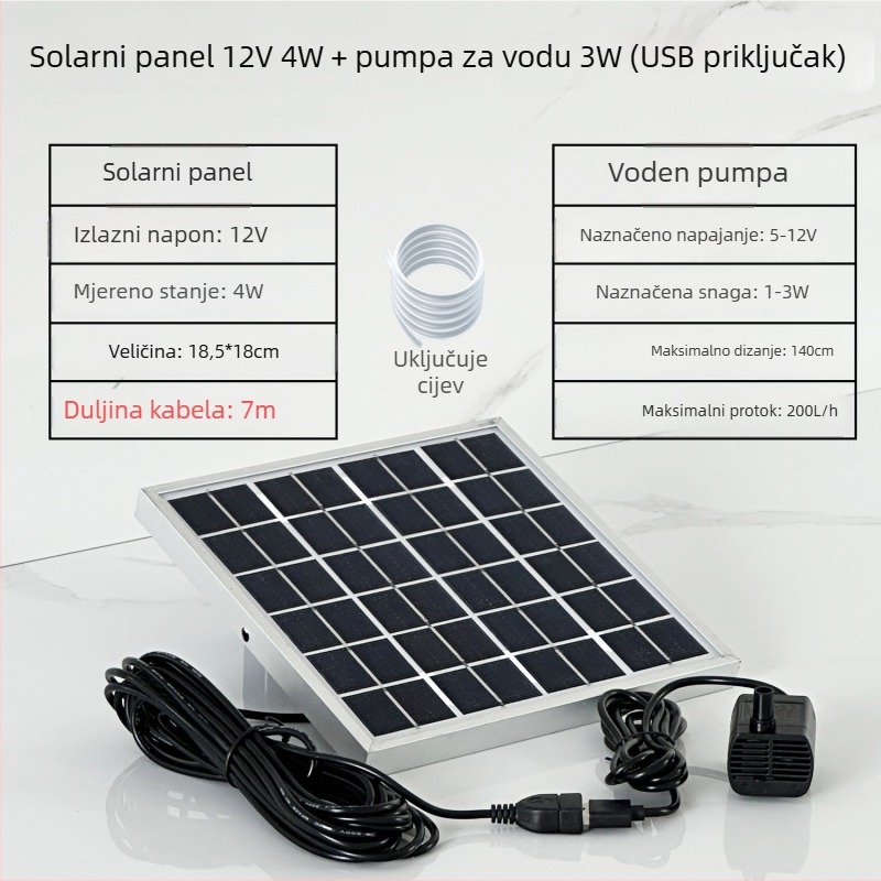 Solarni ukrasni vodeni tok za akvarij s filtracijom i oksigenacijom – plišani materijal, inspiriran bambusom, kameni kanal