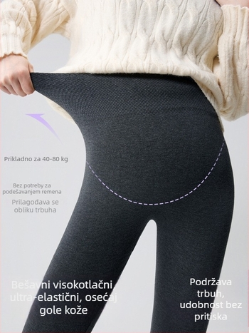 Trudničke legice s flis podstavom, zimska toplina, uski kroj, srednji pojas, materijal viskoza-poliester