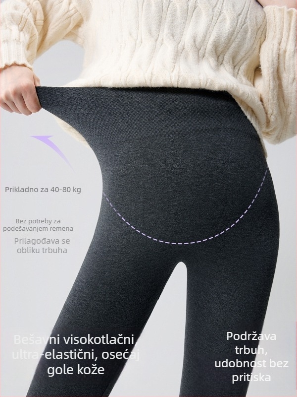 Trudničke legice s flis podstavom, zimska toplina, uski kroj, srednji pojas, materijal viskoza-poliester