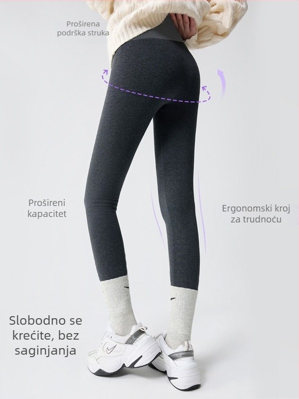 Trudničke legice s flis podstavom, zimska toplina, uski kroj, srednji pojas, materijal viskoza-poliester