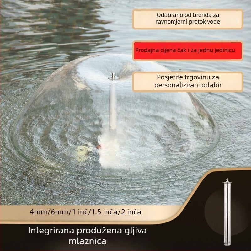 Nerđajući čelik, integrirana produžena mlaznica u obliku gljive za vodne fontane (Materijal: nehrđajući čelik; Primjena: vodni pejzaži fontana; Značka: Davis)