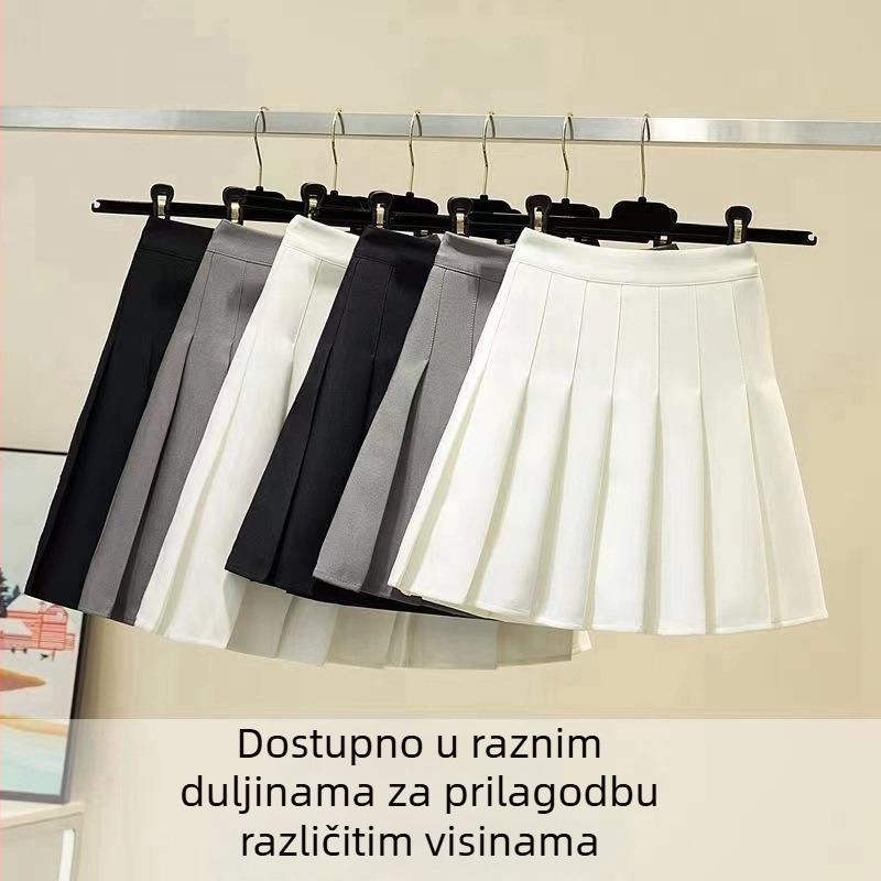Jednobojna plisirana suknja s A-linijom, kratka, od poliestera