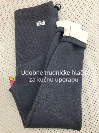 Trudničke hlače s flis podstavom, debeli i topli, visok pojas, dugačke, poliester tkanina